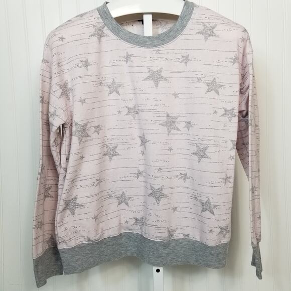 Splendid Pink Gray Star Sweatshirt Large - Picture 1 of 7